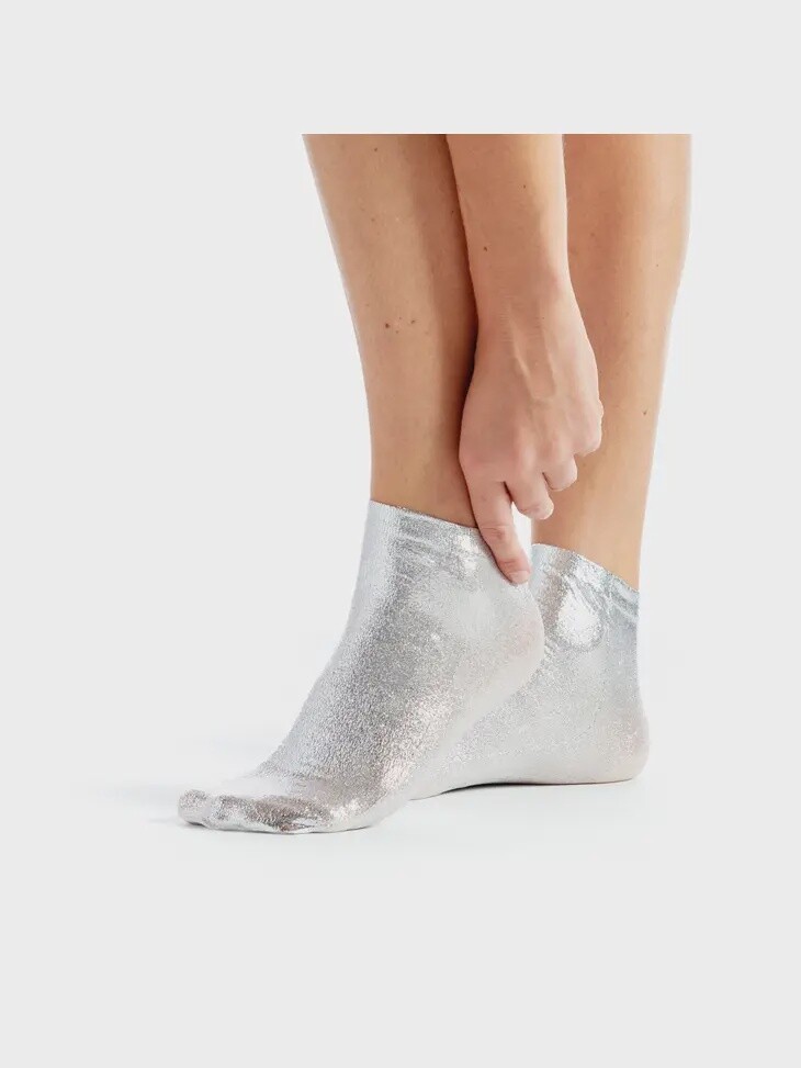 Silver Glitter Ankle Socks