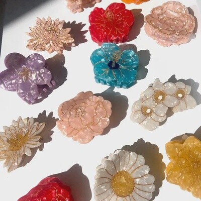 Hand-Painted Birth Flowers Hair Claw Clips