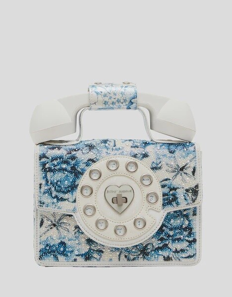 Kitsch Pearl Toile Phone Bag- Blue/Multi