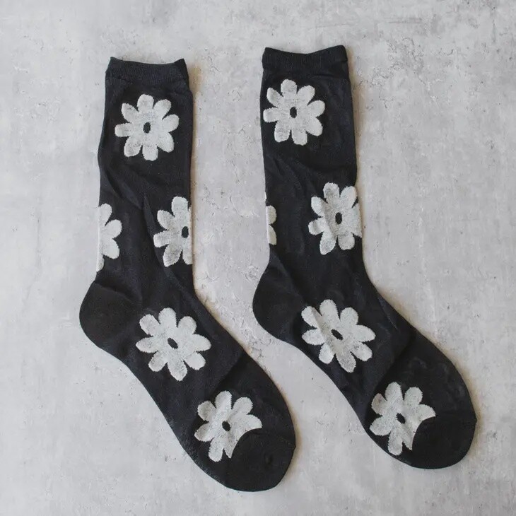 Vintage Glitter Flower Socks