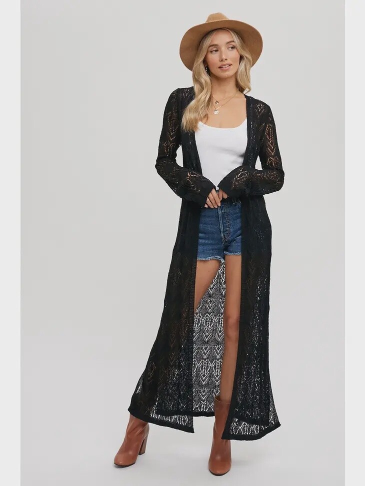 Pointelle Knit Maxi Duster