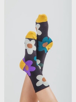 Multi Color Floral Print Socks