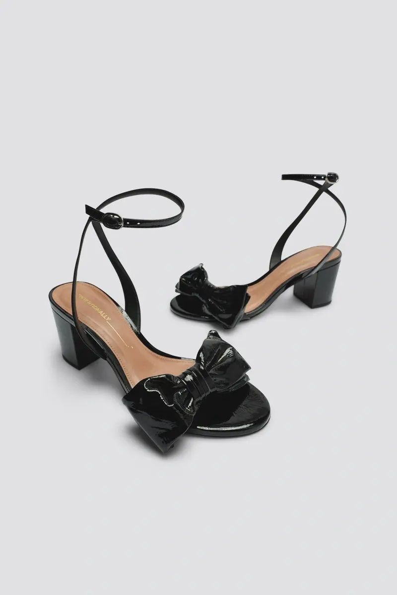 Bowie Heels- Black Crinkle Patent Leather