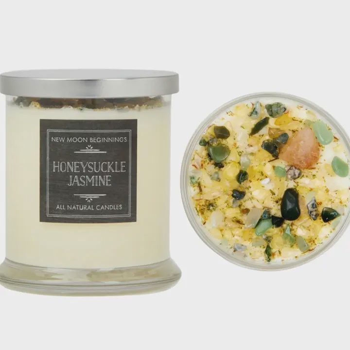 Honeysuckle Jasmine Candle - Herb, Flower, &amp; Crystal Candle