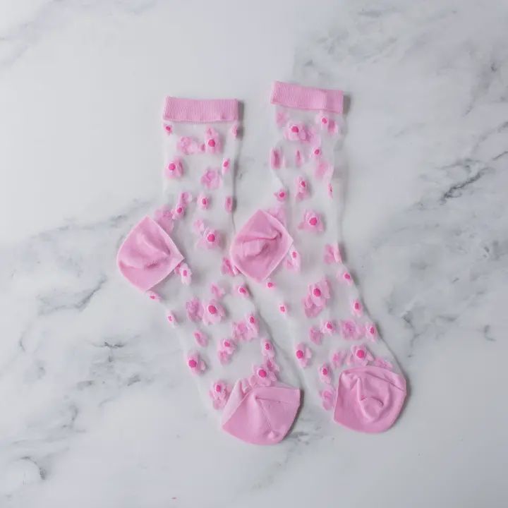 Women&#39;s Spring Floral Casual Mesh Socks