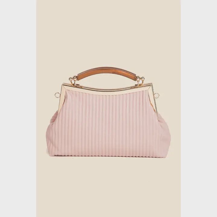 Ribbed Texture Fashion Handbag- Pink