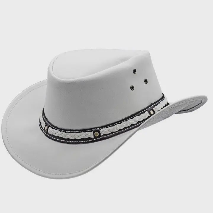 Water Resistant Western Leather Outback Cowboy Hat- White XL