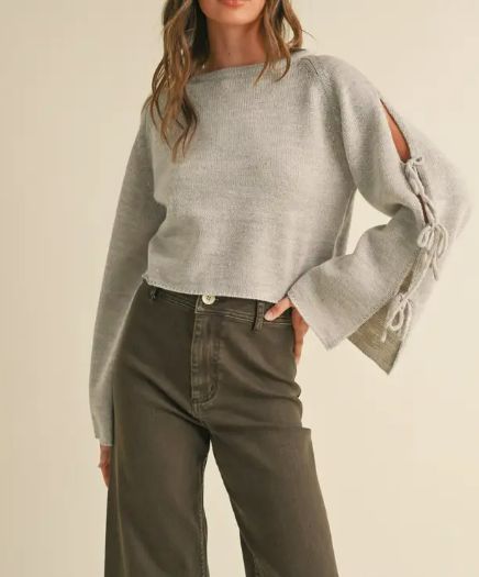 Ribbon Sleeve Sweater