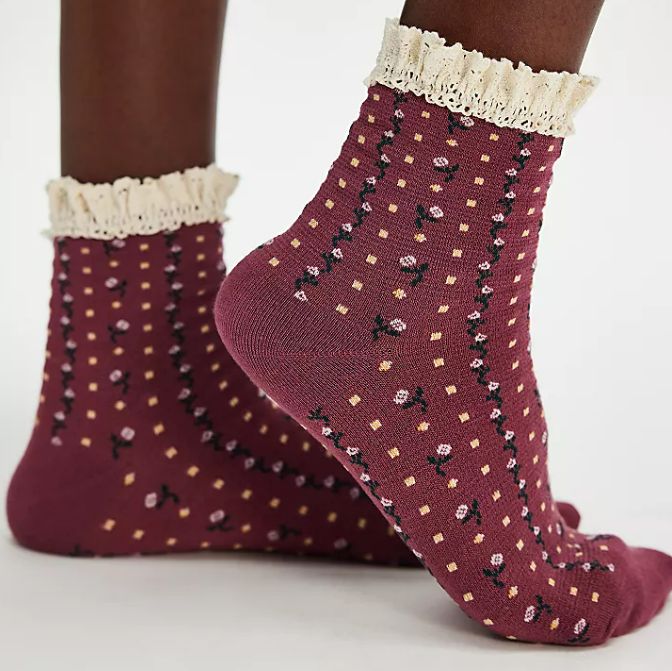 Free People Rosebud Waffle Knit Socks, Color: Hawthorne Rose