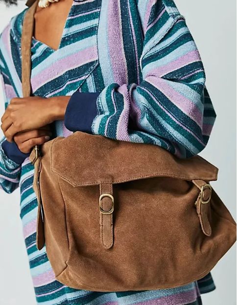 Free People Zahara Suede Messenger Bag, Color: Bronze Age
