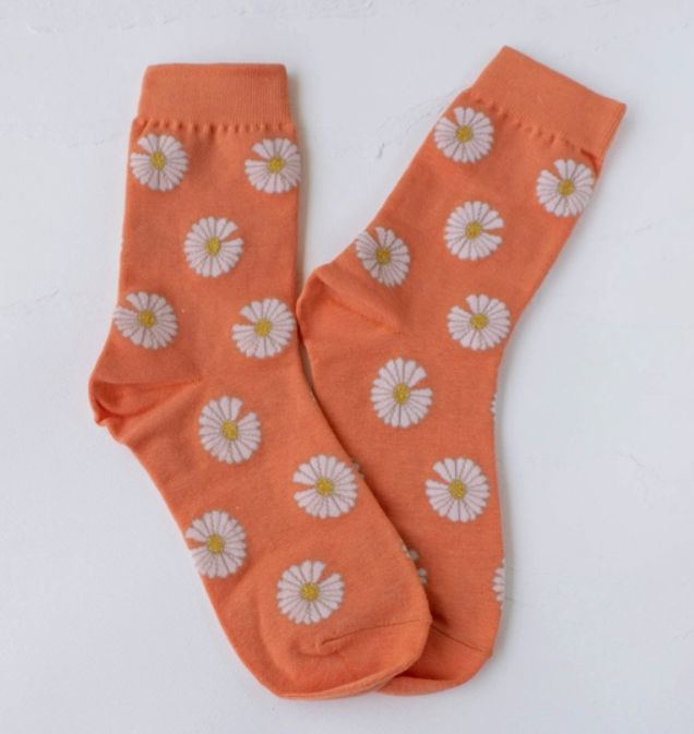 Vivid Daisy Socks, Color: Coral