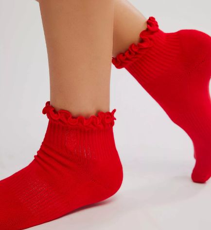 Free People Movement Classic Ruffle Socks, Color: Winterberry