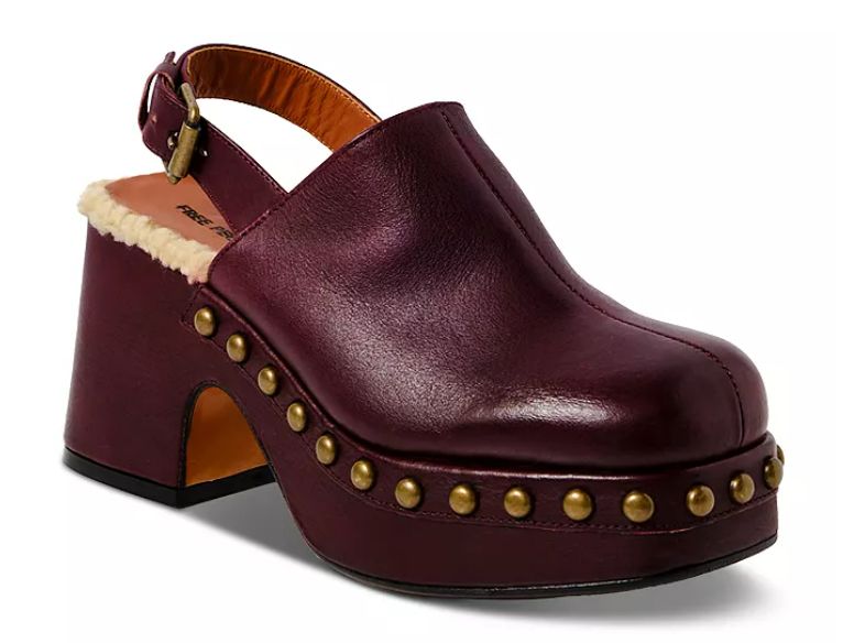 Free People Autumn Studded Wine Clogs