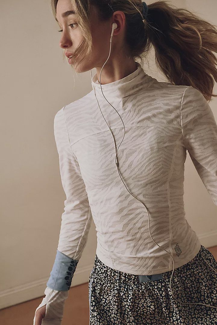 Free People Acclimate Jacquard Turtleneck- White