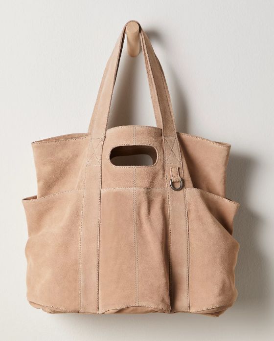 Free People Suede Caravan Tote Bag, Color: Sand