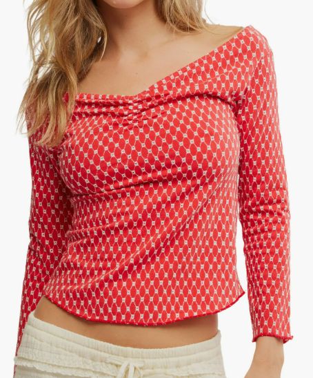 Free People Gia Eyelet Embroidered Off the Shoulder Top