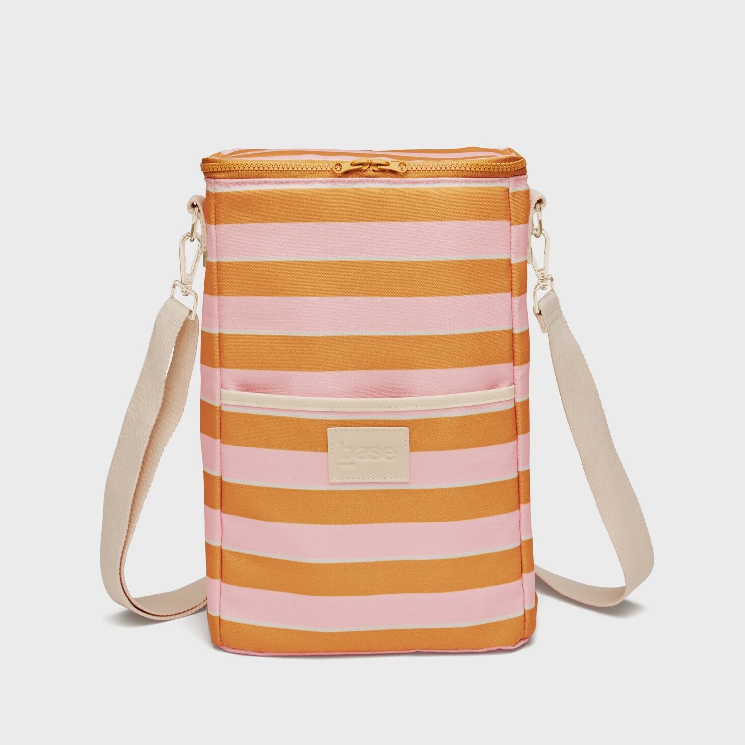 Bottle Base Bag, Colour: Soft pink/Mustard stripe