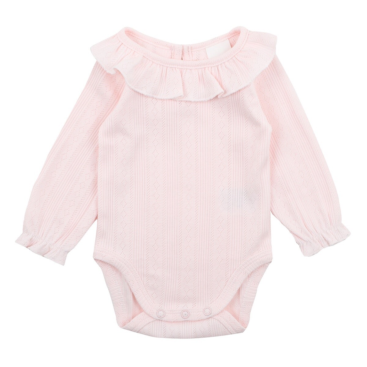 Pointelle LS Bodysuit - Pink, Size: 000