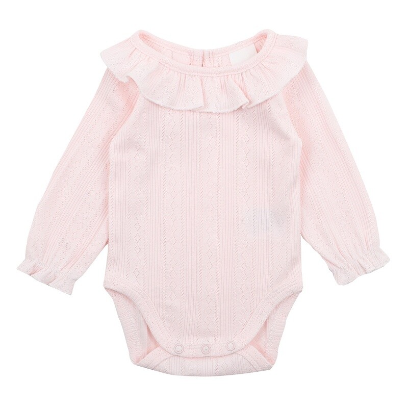 Pointelle LS Bodysuit - Pink