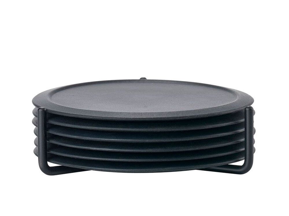 Singles Coaster w/Holder - Black