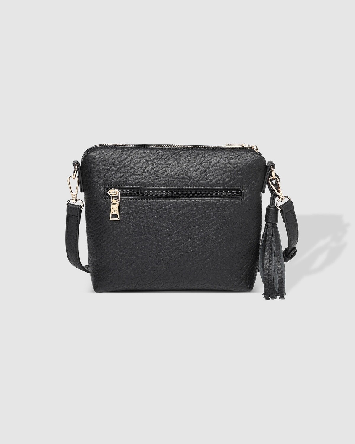 Kasey Textured Crossbody w/logo Strap, Colour: Black