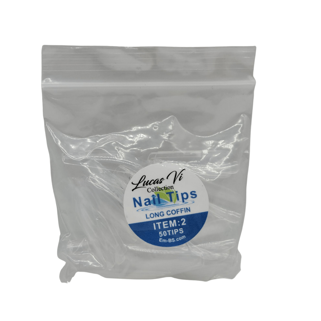 Lucas Vi Soft Gel Extension Clear Tips - Long Coffin #2