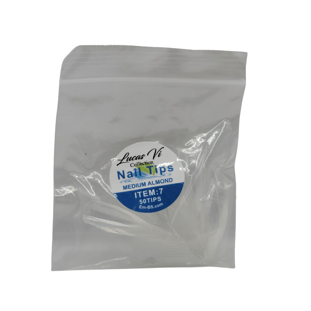 Lucas Vi Soft Gel Extension Clear Tips - Medium Almond #7