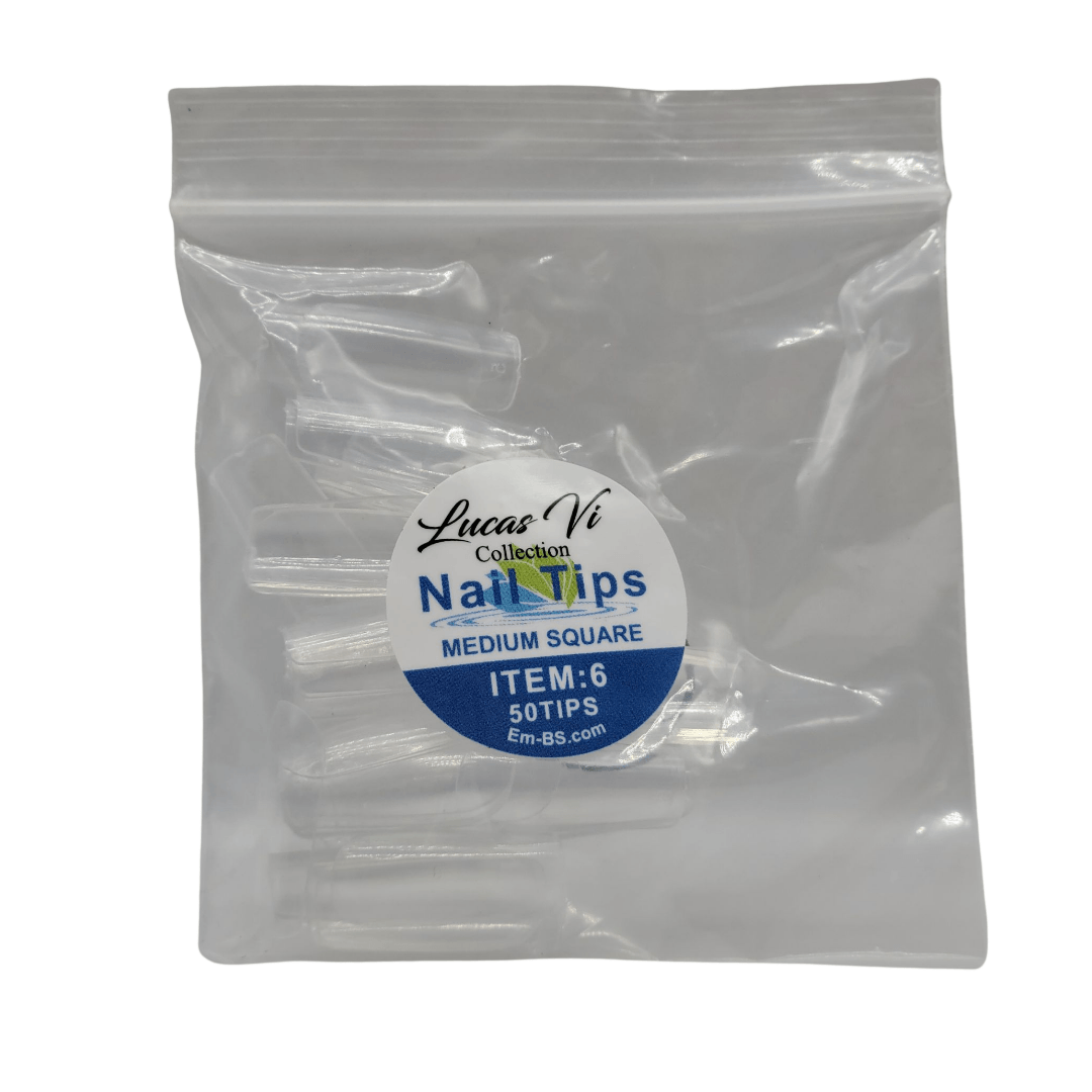 Lucas Vi Soft Gel Extension Clear Tips - Medium Square #6