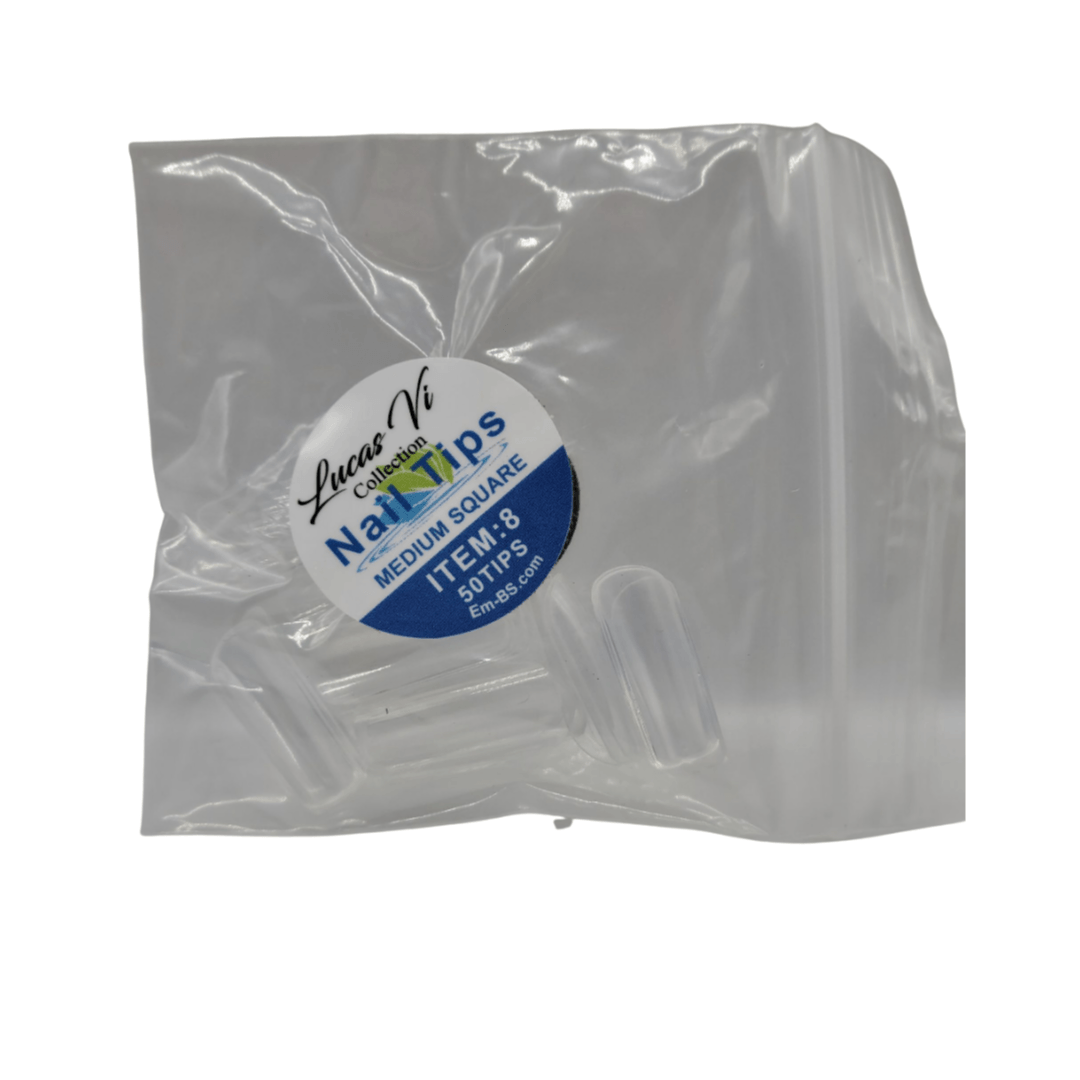 Lucas Vi Soft Gel Extension Clear Tips - Medium Square #8