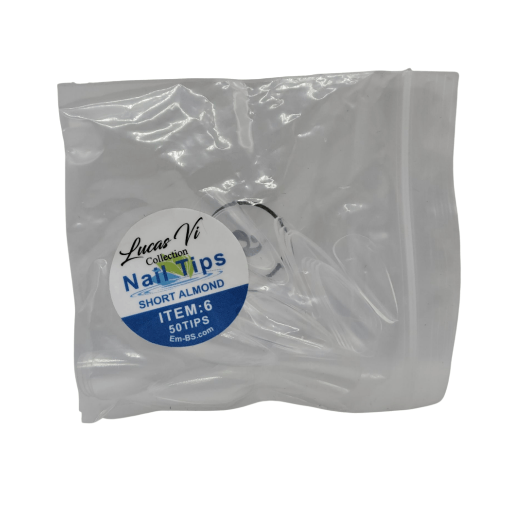 Lucas Vi Soft Gel Extension Clear Tips - Short Almond #6