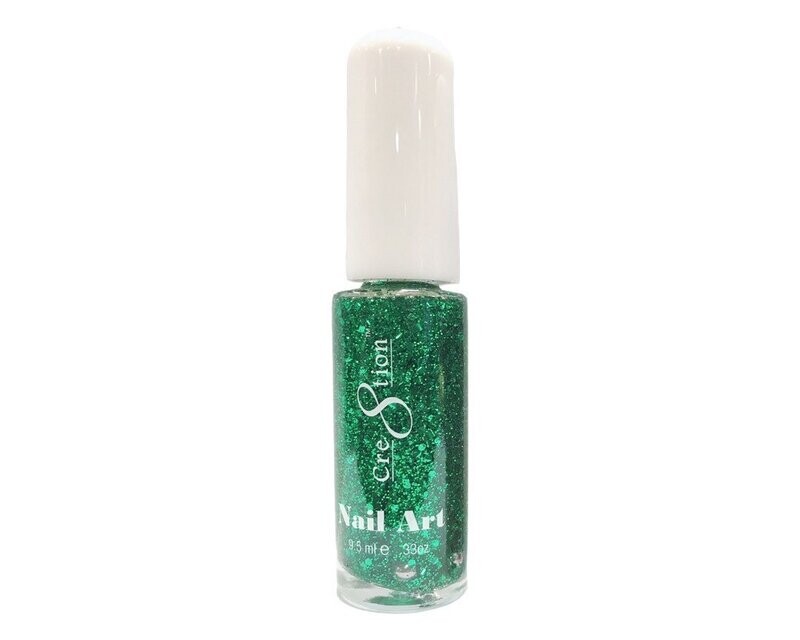 Creation Nail Art Striper (Lacquer) - Green Glitter