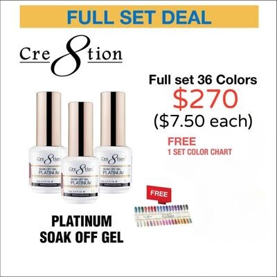 Cre8tion Platinum Gel - 36 Colors - FULL COLLECTION
