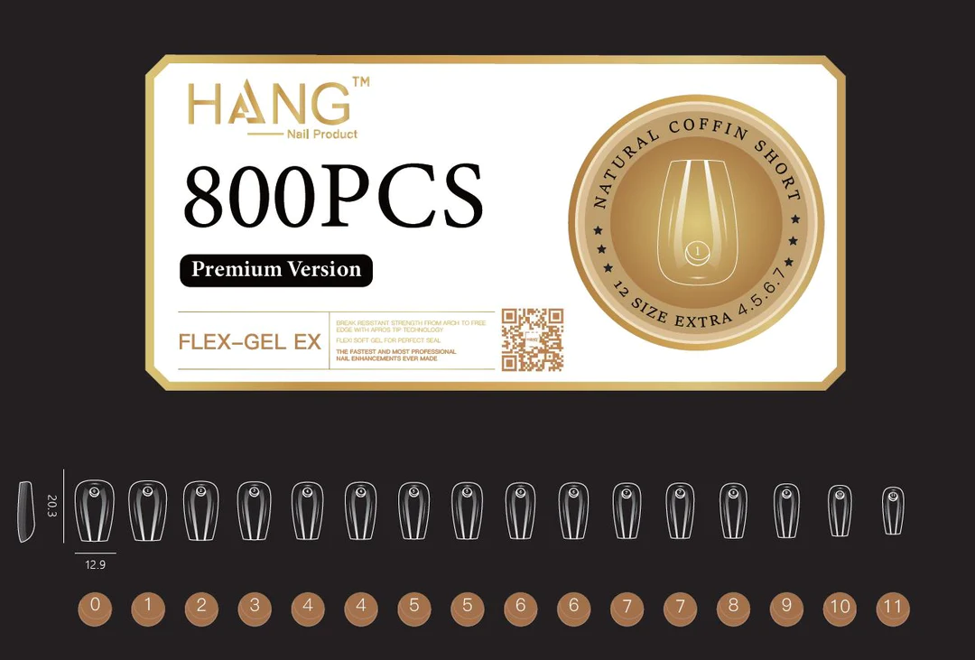 Natural Coffin Short - HANG Premium Gel-x Tip Box - 800pcs