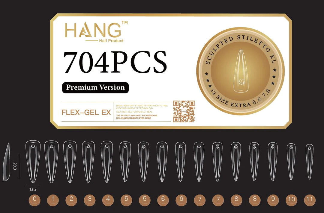 Sculpted Stiletto XL - HANG Premium Gel-x Tip Box - 704pcs