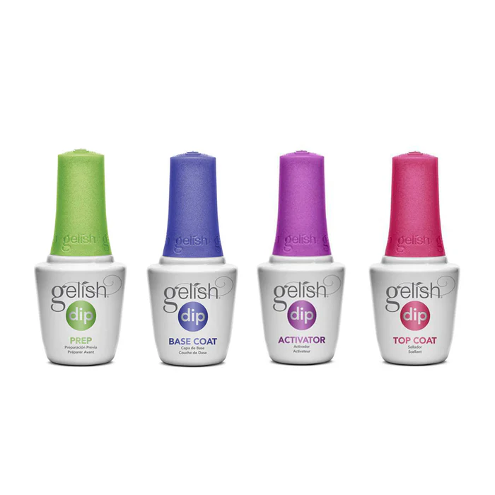 Gelish Dip Prep, Base, Activator, Top Steps