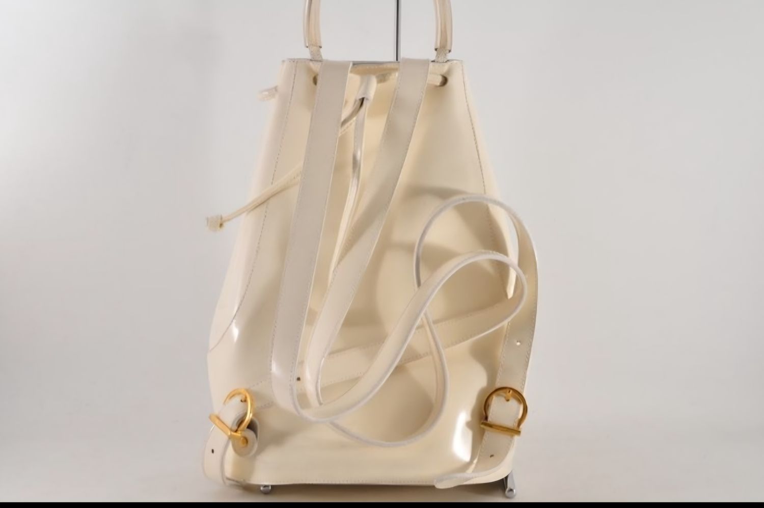 Salvatore Ferragamo Cream patent leather backpack