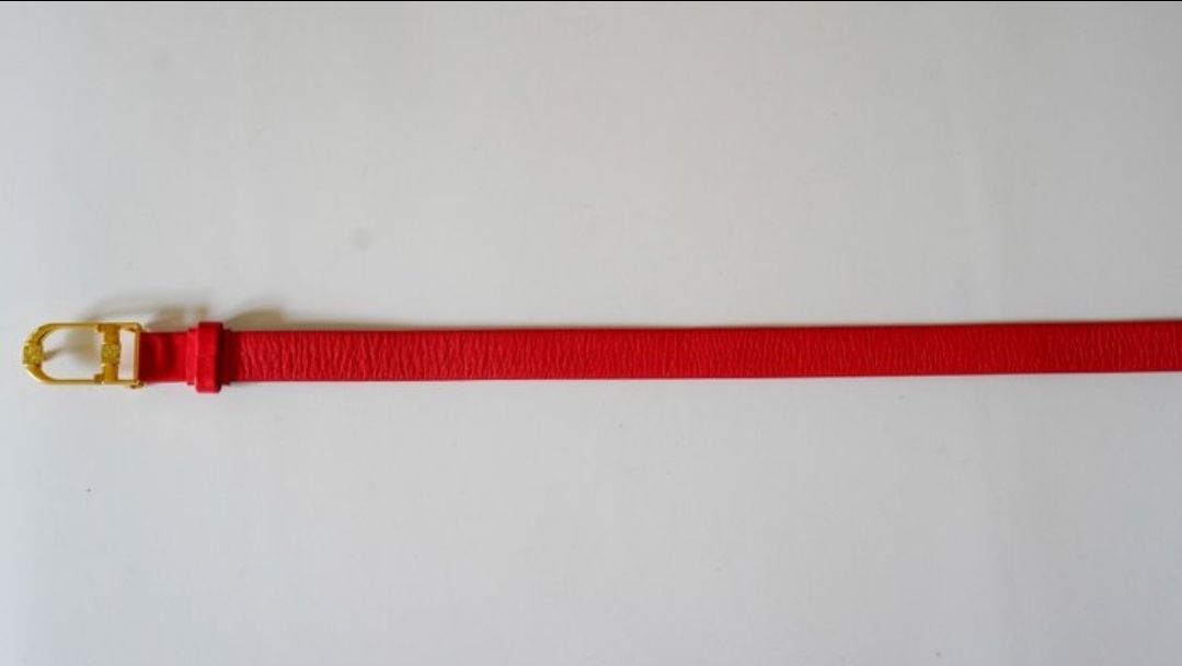 Christian Dior Red Rhinestone Buckle Belt – Size 70