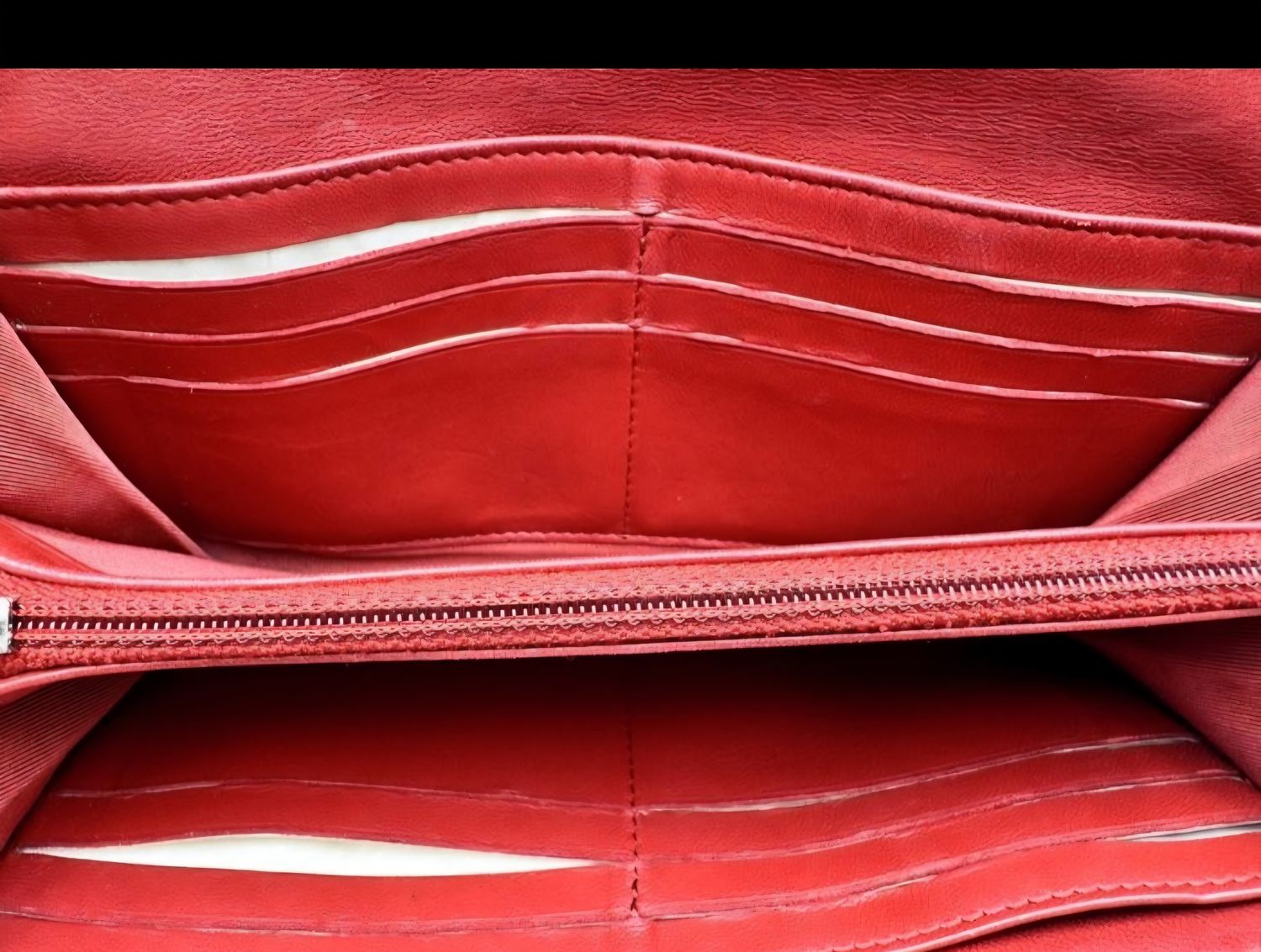 Chanel Red lambskin leather long wallet 