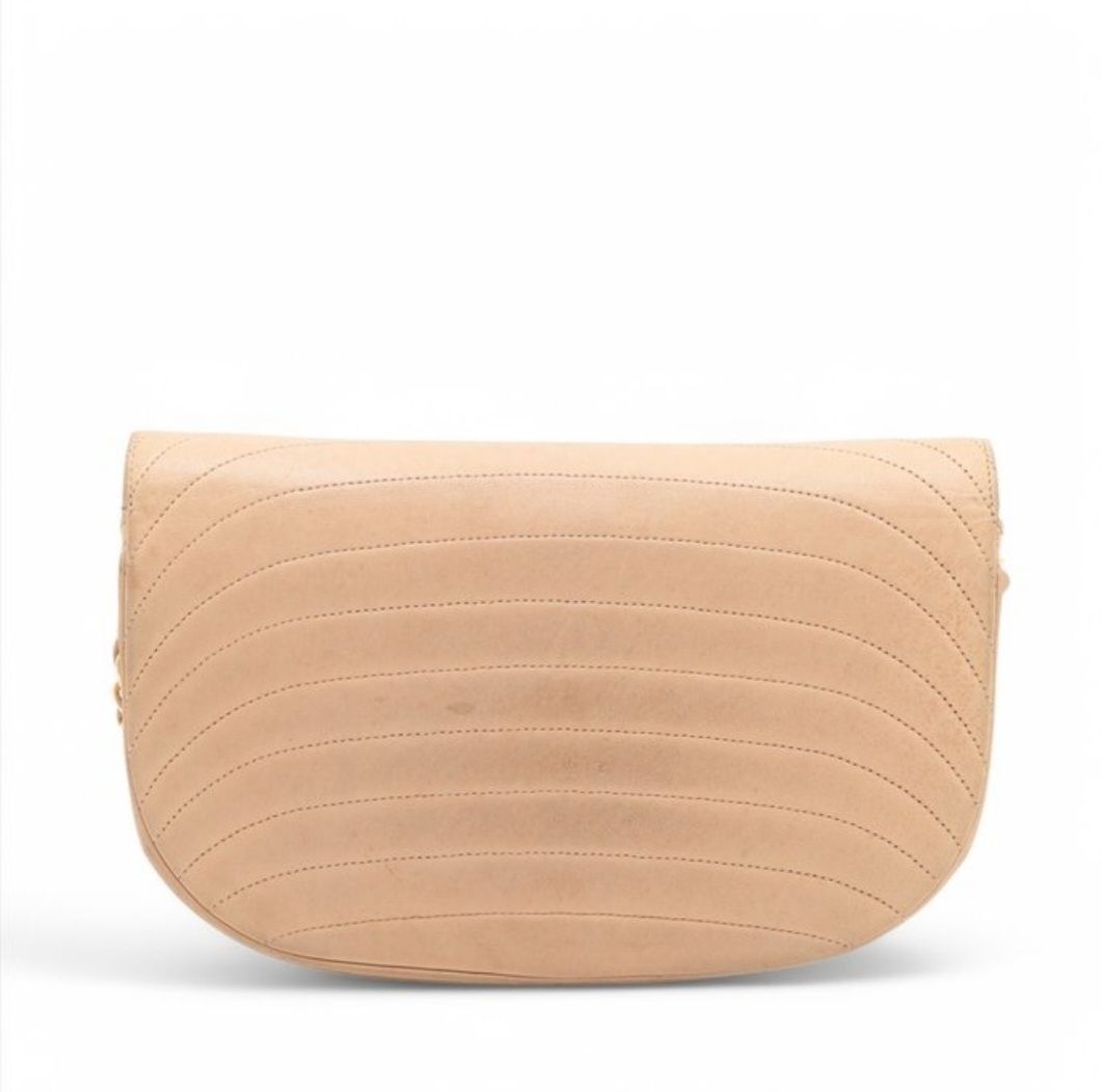 Chanel Beige Timeless Half Moon Shoulder Bag