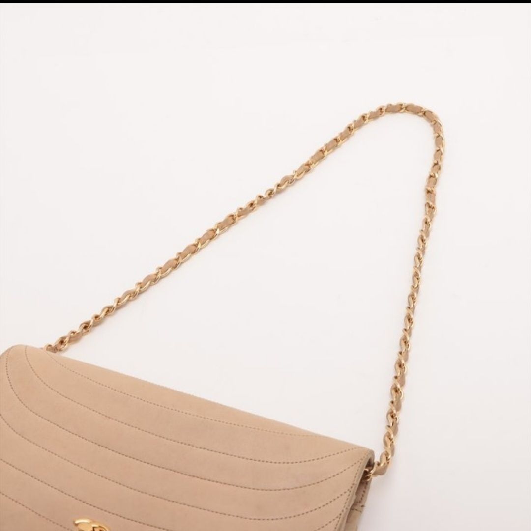 Chanel Beige Timeless Half Moon Shoulder Bag