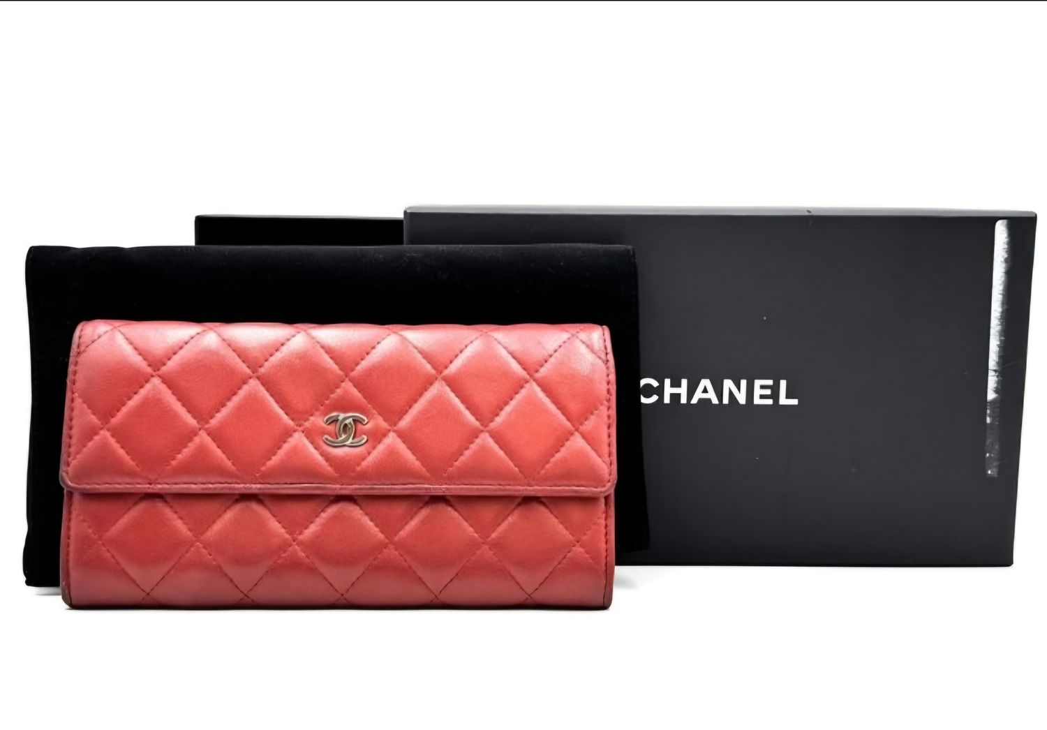 Chanel Red  Leather Wallet