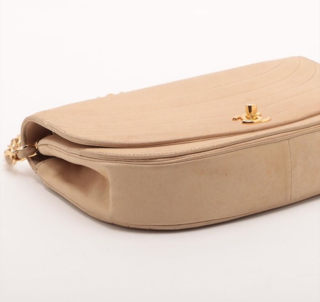 Chanel Beige Timeless Half Moon Shoulder Bag