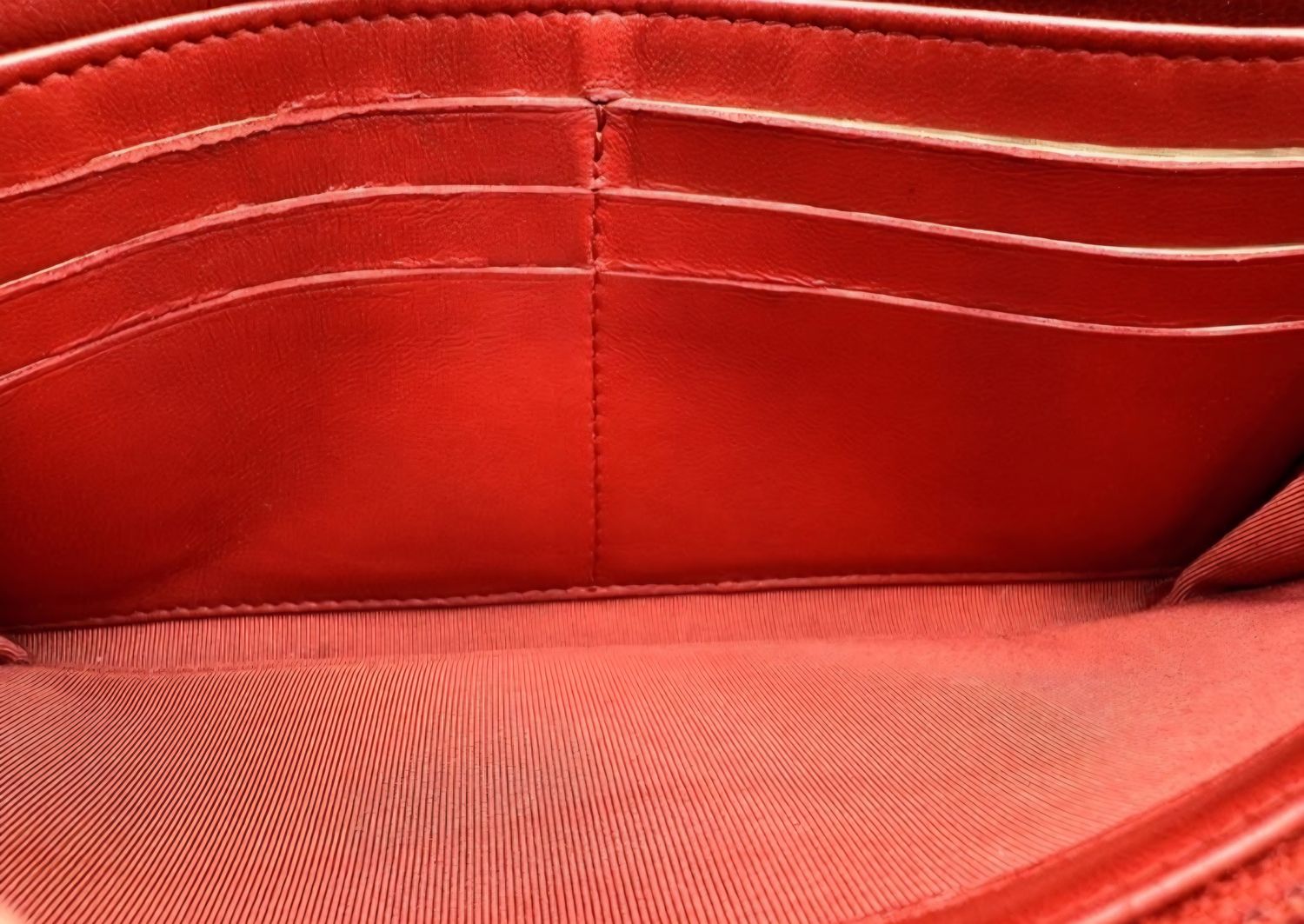 Chanel Red lambskin leather long wallet 