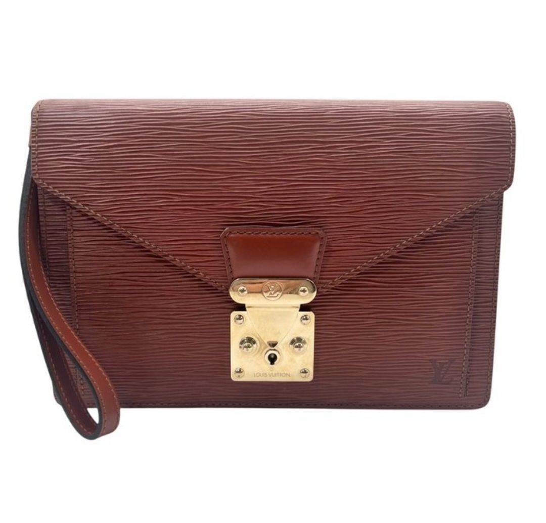 Louis Vuitton Serie Dragonne Cognac brown Epi Leather Clutch Bag