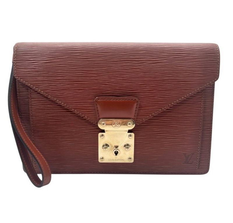 Louis Vuitton Serie Dragonne Cognac brown Epi Leather Clutch Bag