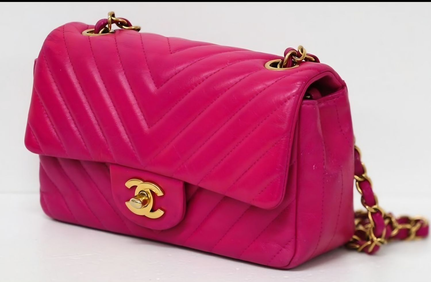 Chanel Pink Lambskin leather mini Single Flap Bag