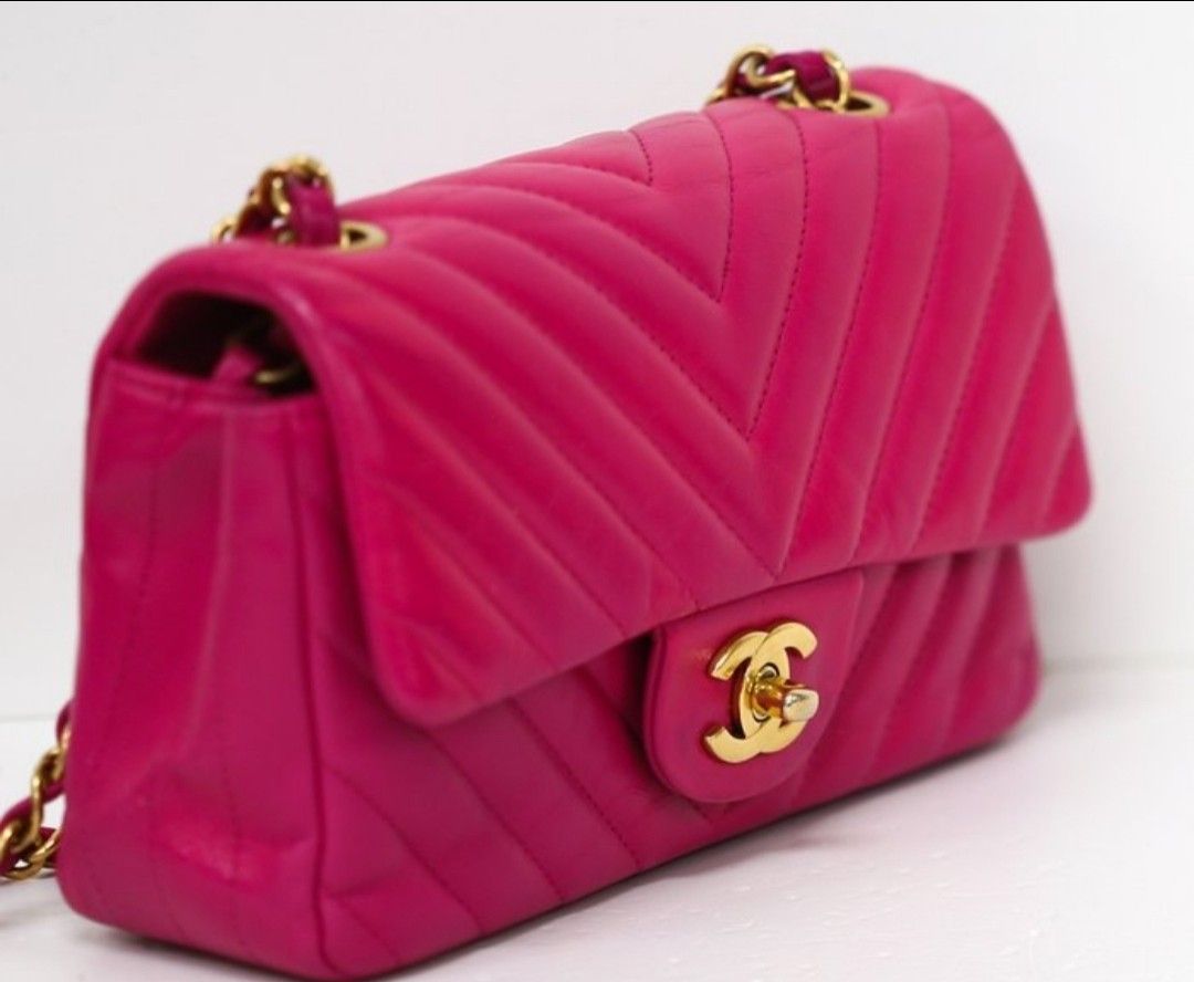 Chanel Pink Lambskin leather mini Single Flap Bag
