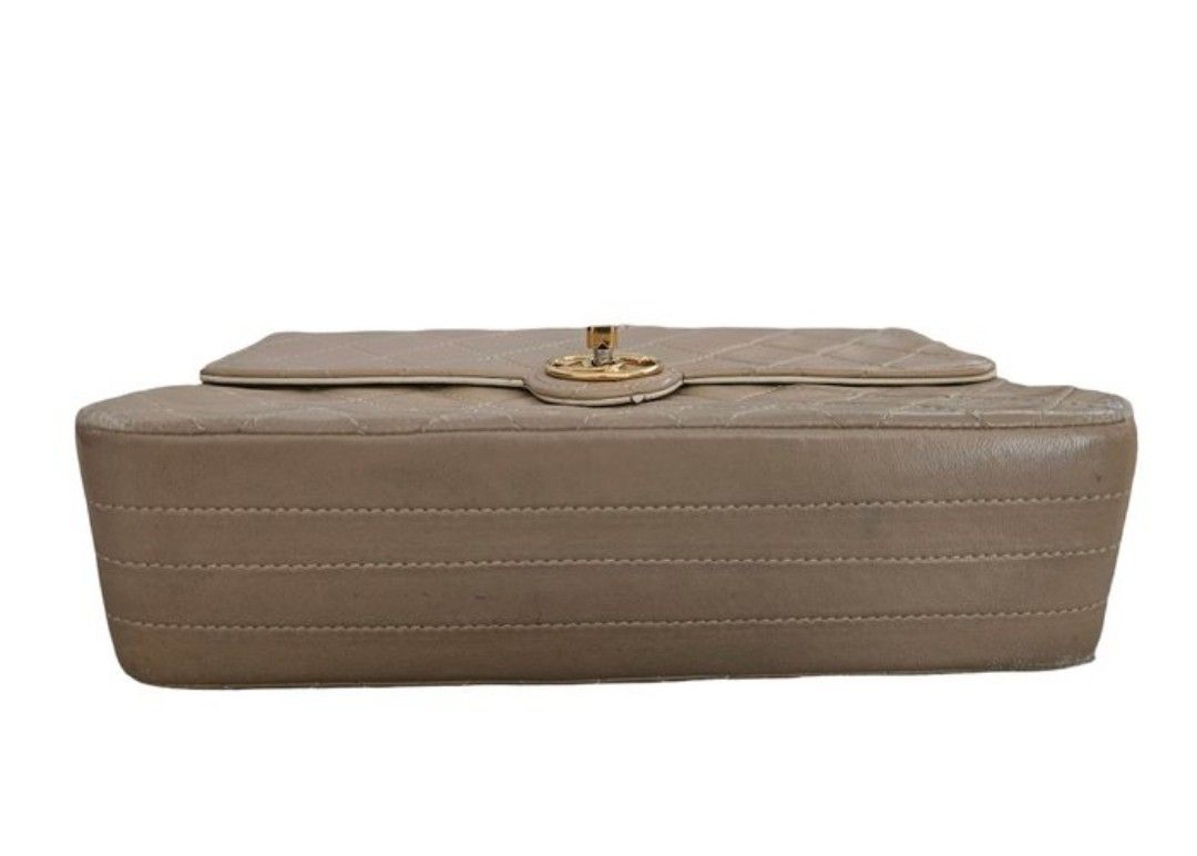 Chanel Beige Matelassé Leather Shoulder Bag