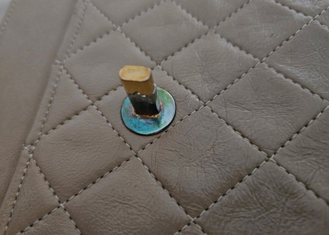 Chanel Beige Matelassé Leather Shoulder Bag