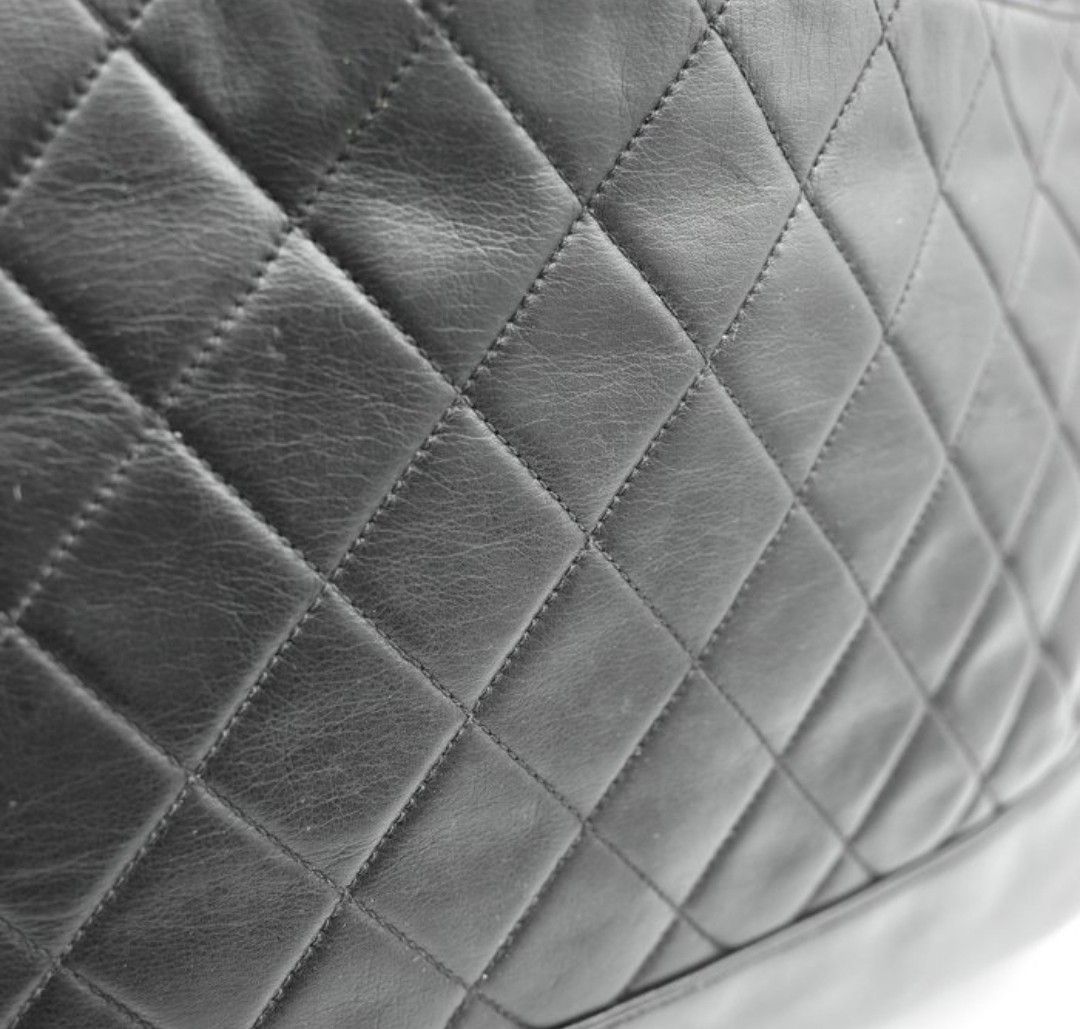 Chanel Black lambskin leather Matelassé Chain Tote Bag